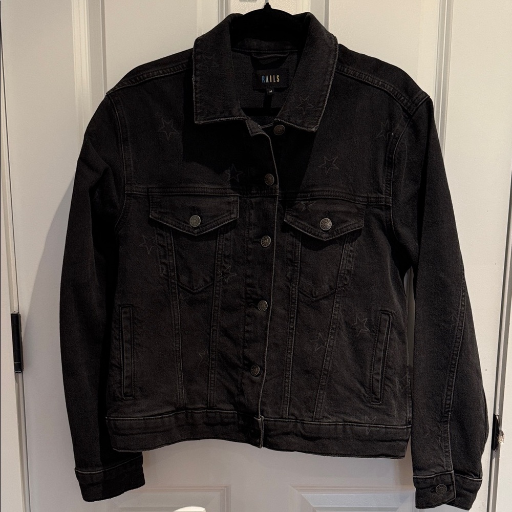 Rails Black Denim Star-Print Jean Jacket